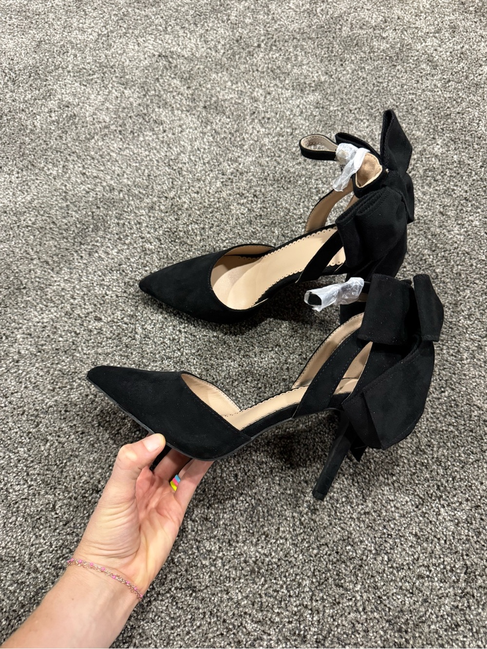 Black Heels with Bows -Size 7.5
